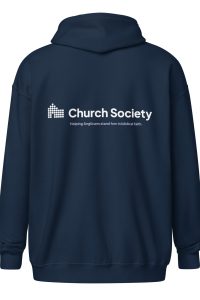 Church Society classic navy zip hoodie (unisex fit)